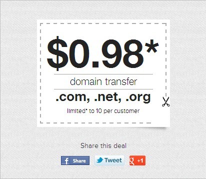 domain transfer $0.98* .com, .net, .org